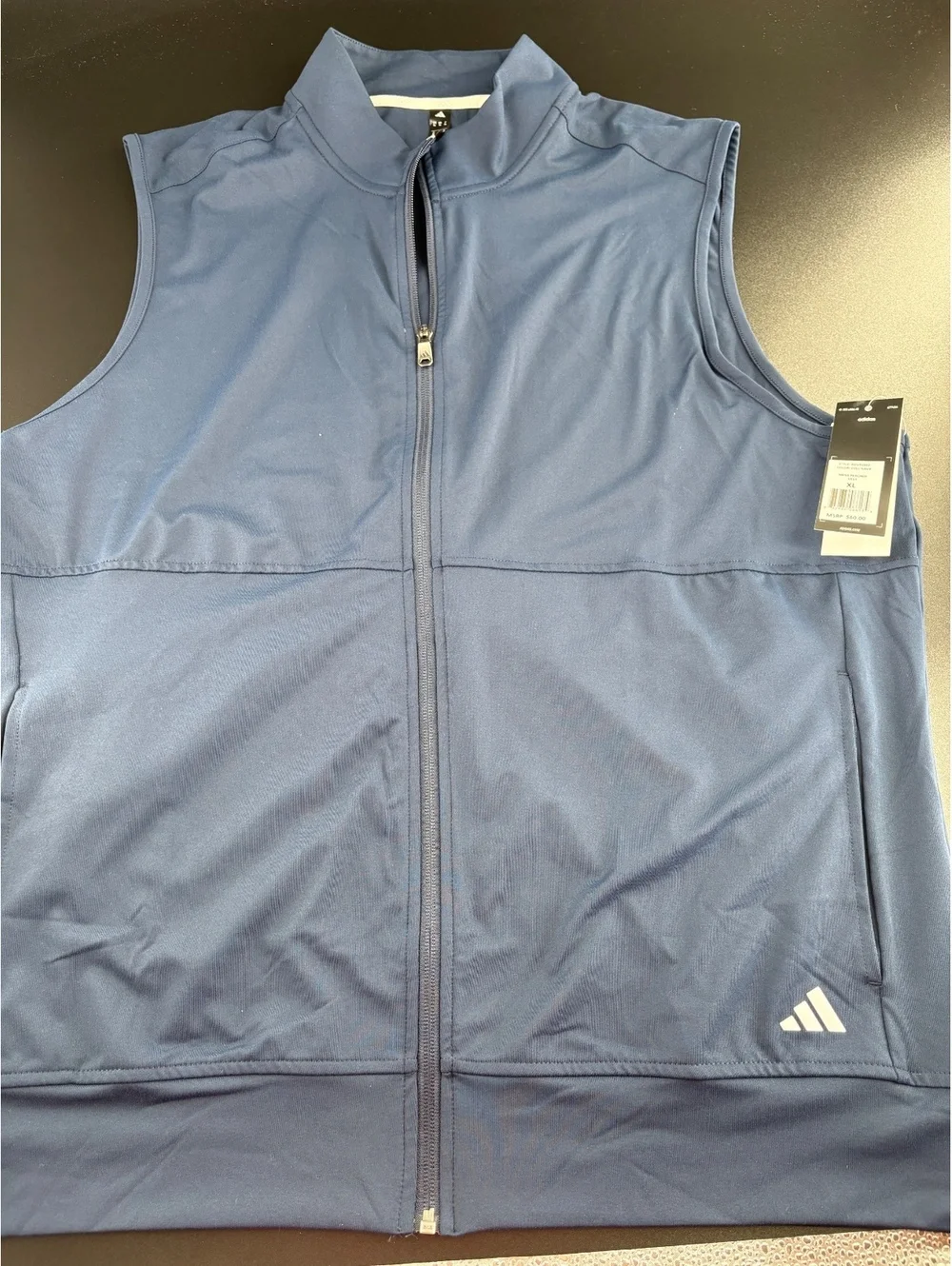 Adidas Golf Vest Men's XL Navy Full Zip Peached Performance NWT